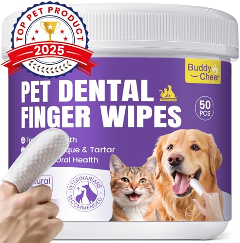 No-Rinse Dog Dental Care Wipes, Cat & Dog tooth brushing kit, Dog Wipes for...