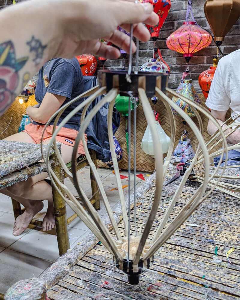 Bamboo structure of a Vietnamese Lantern in Hoi An at a craft workshop