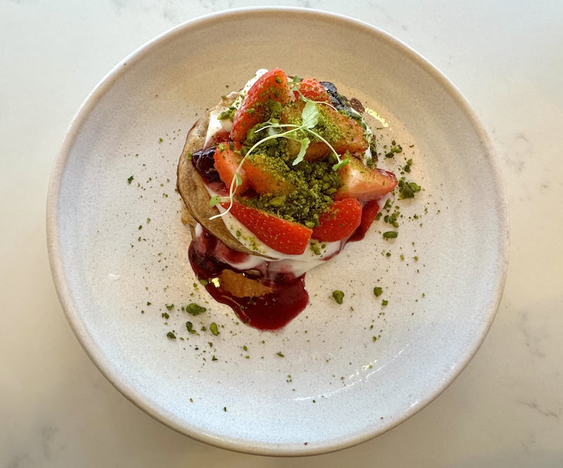 lali cafe mayfair buckwheat pancakes with strawberries