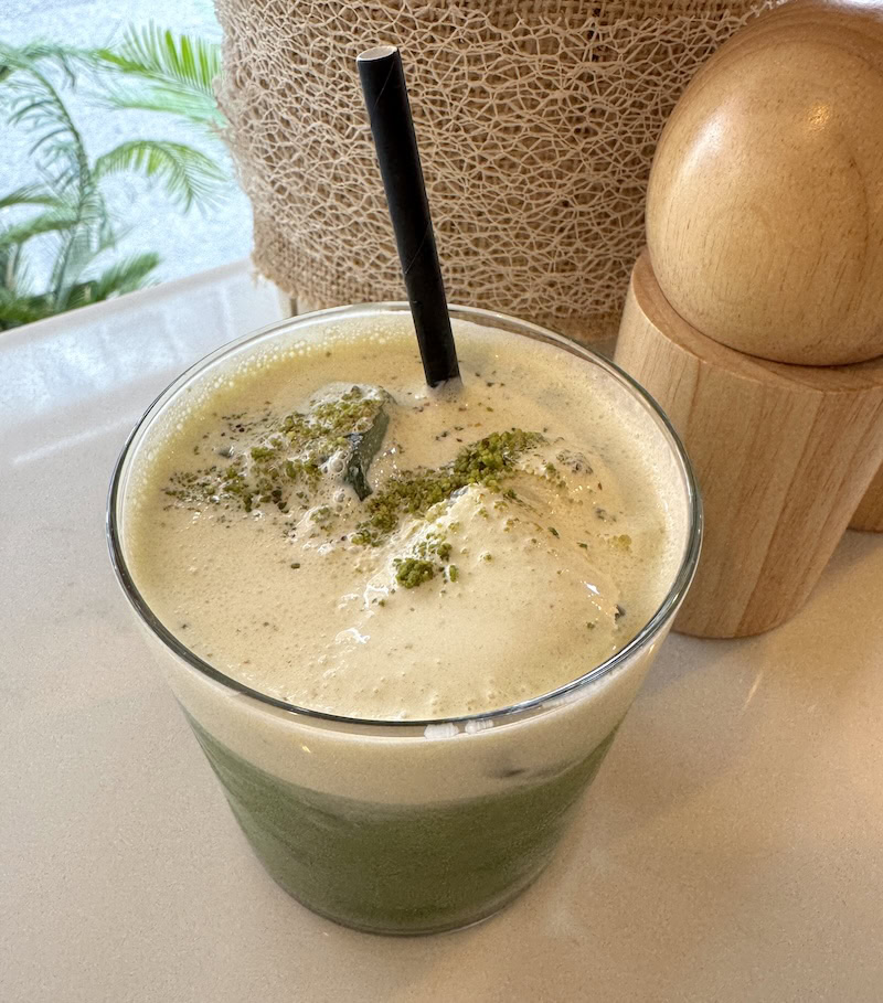 lali cafe mayfair iced pistachio and coconut water matcha drink