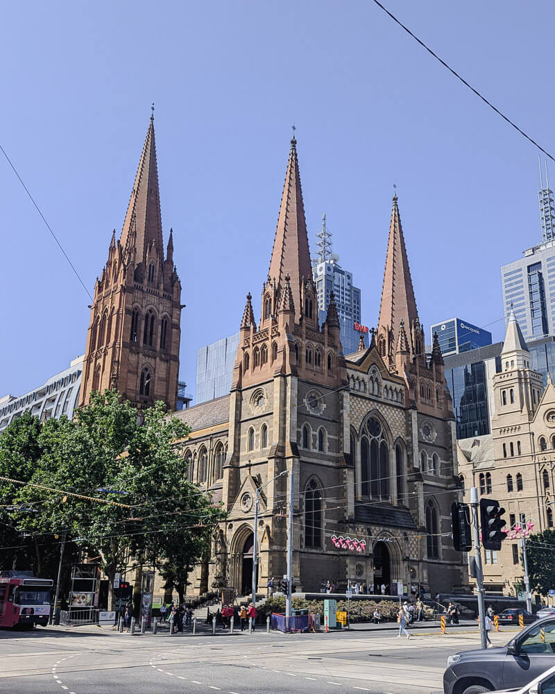 Old building with three spires in Melbourne