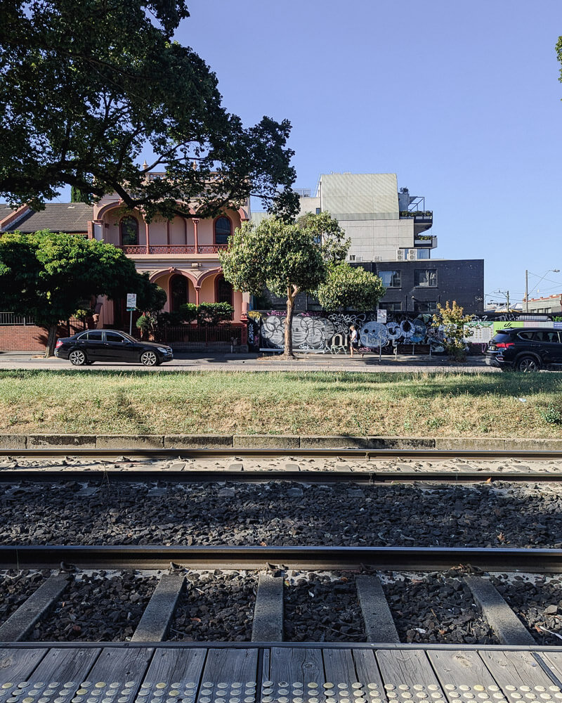 Tram stop in East Melbourne